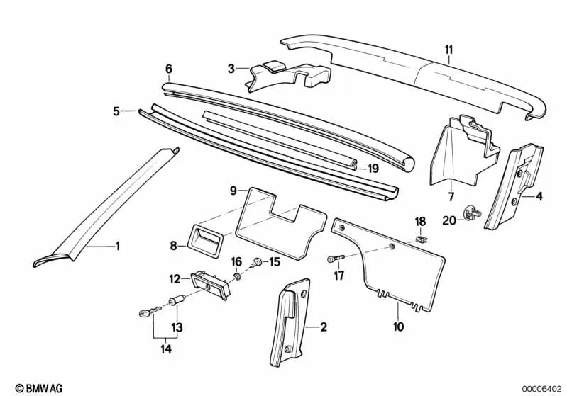 Parte inferior del cierre para BMW Serie 5 E34 (OEM 51161946513). Original BMW.