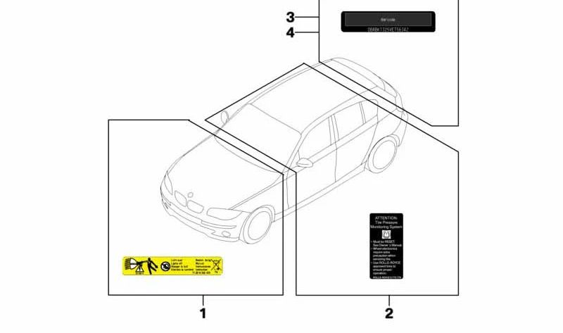 Cartel de Advertencia Key Memory para BMW Serie 1 E81, E82, E87, E88, Serie 3 E90, E91, E92, E93, Serie 5 E34, E39, E60, E61, F07, Serie 6 E63, E64, X1 E84, X3 E83, X5 E53, E70, X6 E71, Z4 E85, E89, Z8 E52 (OEM 71239178687). Original BMW