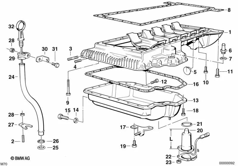 Soporte para BMW Serie 3 E46, Serie 5 E34, E39, Serie 7 E32, E38, Serie 8 E31, X5 E53, Z4 E85, E86, Z8 E52 (OEM 11437840407). Original BMW.