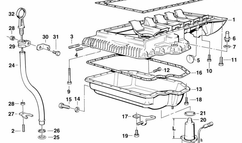 Varilla medidora de aceite OEM 11431715916 para BMW E31, E32. Original BMW.