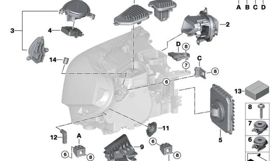 Módulo LED intermitente/luz diurna esquerda para BMW F39 (OEM 63115A10AF1). BMW original