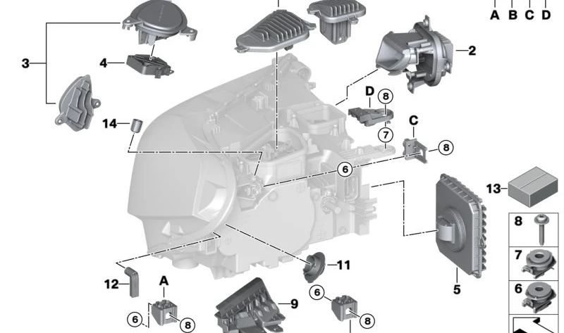 Soporte de reparación derecho OEM 63117428744 para BMW F48, F39. Original BMW