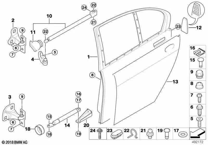 Türscharnier unten rechts für BMW E65, E66 (OEM 41517176862). Original BMW