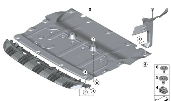 Cubierta de los componentes de dirección delanteros a la derecha para BMW G26E, G26F (OEM 51758738058). Original BMW