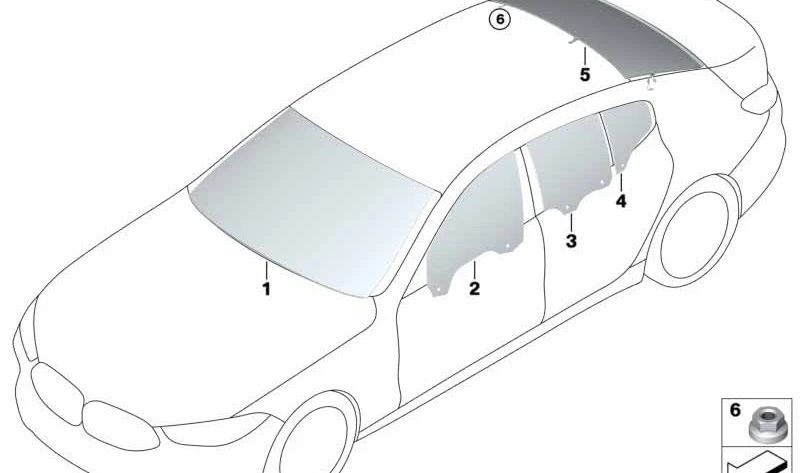 Cristal lateral fijo puerta trasera izquierda para BMW F93, G16 (OEM 51357484251). Original BMW