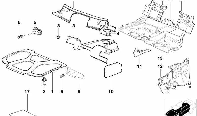 Aislamiento acústico tabique trasero para BMW Serie 3 E36 (OEM 51488176412). Original BMW