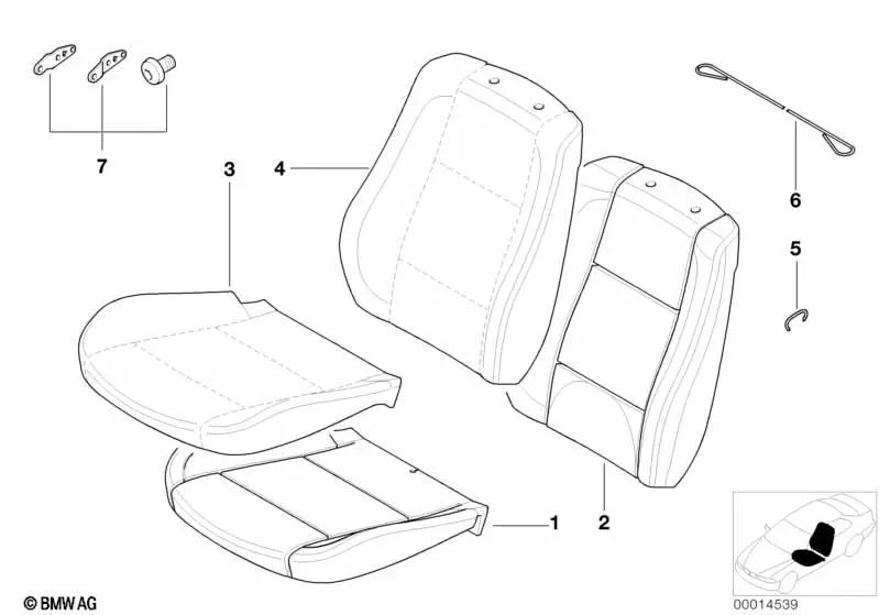 Parte de Tapizado de Asiento para BMW Serie 3 E46 (OEM 52108261010). Original BMW.