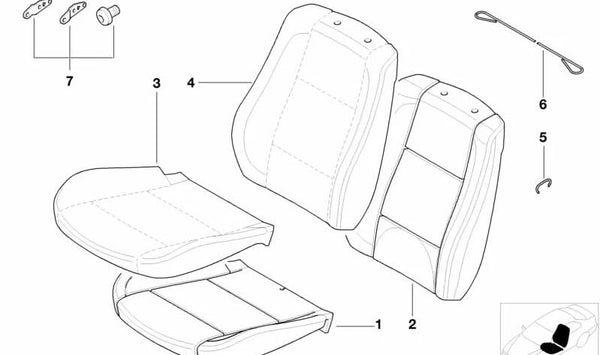 Fundas de asiento en tela/cuero OEM 52103421796 para BMW E83 (X3 2004-2010). Original BMW.