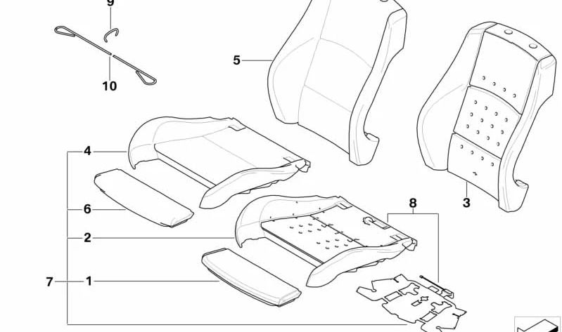 Parte del cojín respaldo izquierdo para BMW E92 (OEM 52107140449). Original BMW