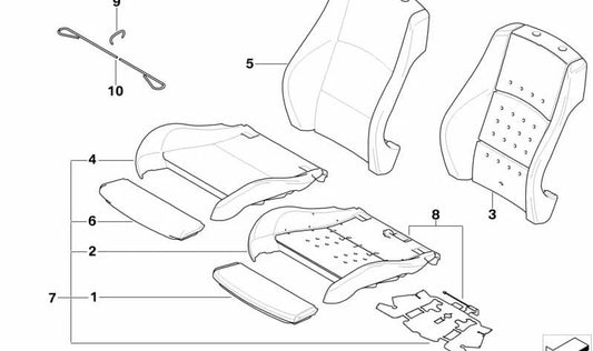 Parte del cojín respaldo izquierdo para BMW E92 (OEM 52107140449). Original BMW