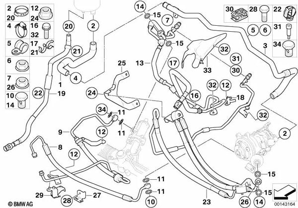 Tubo de expansión para BMW Serie 5 E60, E60N, E61, E61N, Serie 6 E63, E63N, E64, E64N (OEM 32416767168). Original BMW.