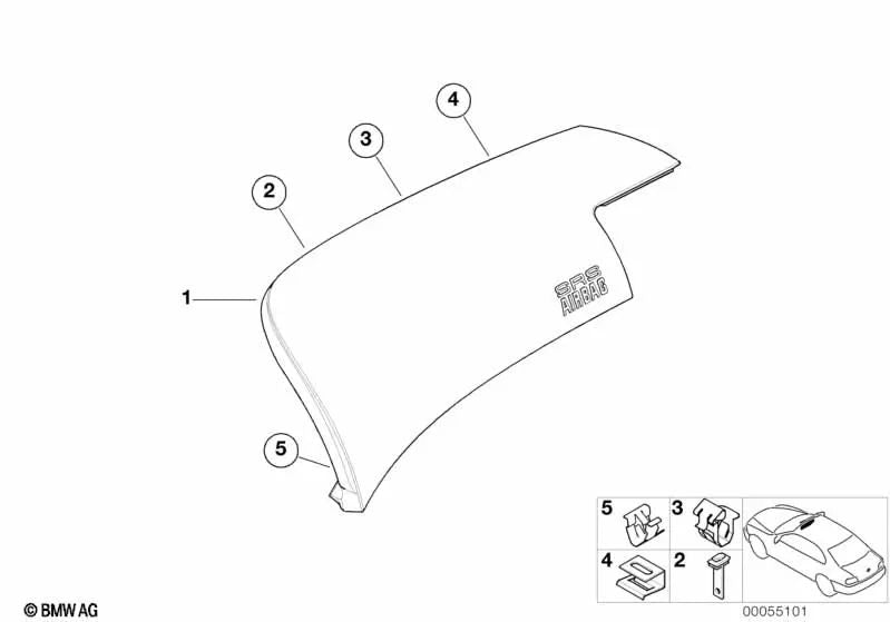 Airbag cover for BMW 3 Series E46 (OEM 51457143216). Genuine BMW