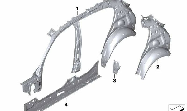 Larguero interior derecho OEM 41217284302 para BMW F20, F21. Original BMW.