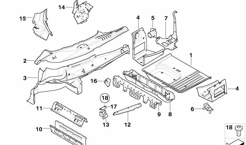 Suelo del maletero OEM 41003449737 para BMW E83. Original BMW.