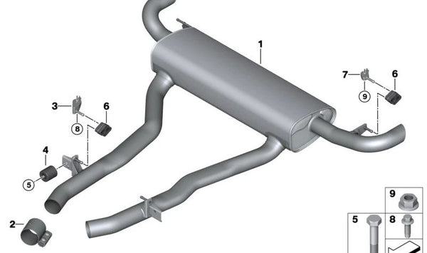 Silencioso trasero OEM 18308470078 para BMW G05, G06. Original BMW.