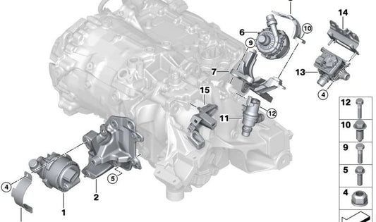 Soporte bomba de agua eléctrica OEM 11518490365 para BMW {Serie 2 Active Tourer (I20), Serie 3 (F30, F31, F34), Serie 4 (F32, F33, F36), X3 (F25), X4 (F26)}. Original BMW