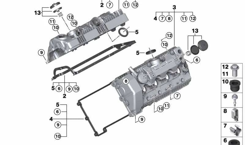 Goma de sellado para BMW Series 5 E60, E61, Series 6 E63, E64, Series 7 E65, E66, X5 E53, E70 (OEM 11127511582). Original BMW