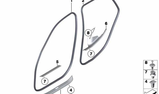 Protector de entrada trasero izquierdo OEM 51472990507 para BMW E84 (X1). Original BMW