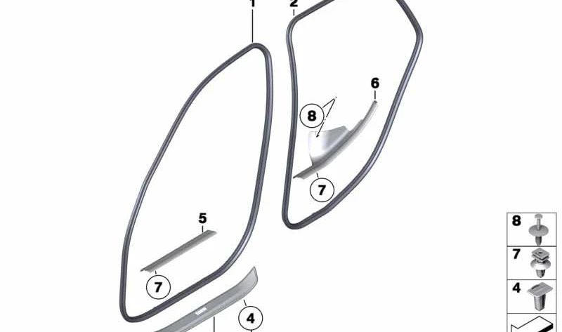 Tira de cubierta del umbral delantero derecho para BMW E84 (OEM 51472990504). Original BMW