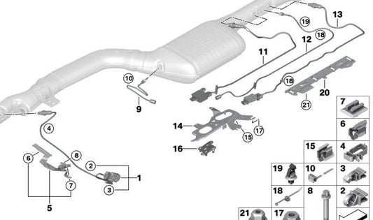 Sensor de temperatura de gases de escape OEM 13628476482 para BMW G20, G21, G22, G23, G26, G30, G31, G32, G11, G12, G14, G15, G16. Original BMW.