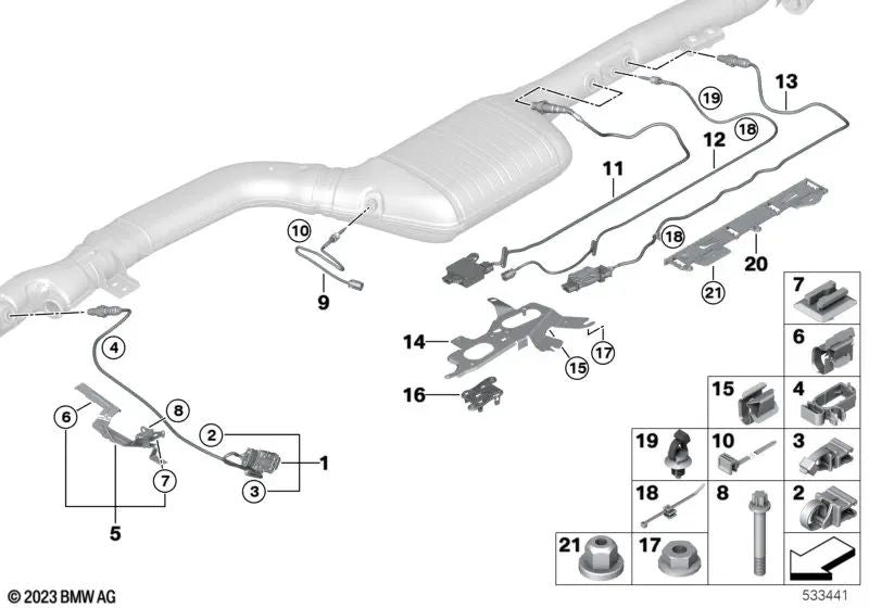 Flange holder for BMW F20N, F21N, F22N, F23N, F45, G42, F30, F31, G20, G21, G28, F32N, F33N, F36N, G22, G23, G26, G30, G31, G60, G61, G90, G32 , G11, G12, G70, G14, G15, G16, F48N, F39, F25, G01, G45, G02, G05N, G06N, G07N. Genuine BMW (OEM 6113756