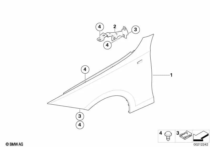 Soporte para la pared lateral superior derecha para BMW E81, E82, E87, E87N, E88 (OEM 41357144046). Original BMW