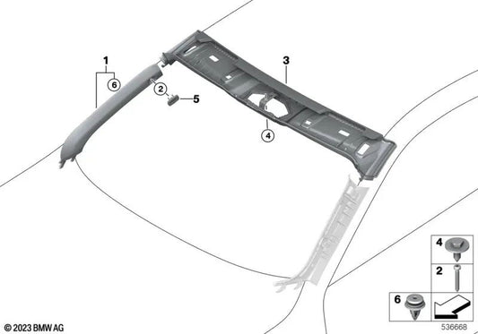 Carcasa superior del cortavientos para BMW Serie 4 G23, G83 (OEM 51467936645). Original BMW.