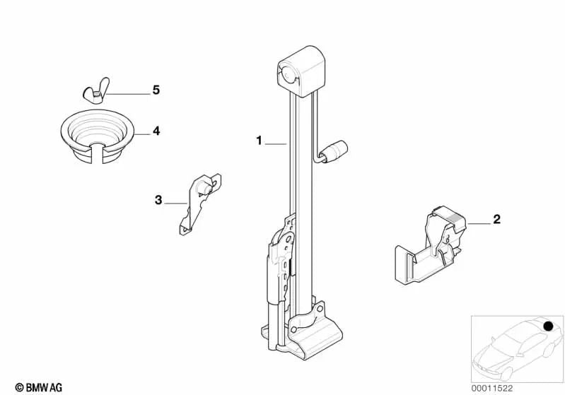 Soporte de gato delantero para BMW Serie 7 E38 (OEM 71121182239). Original BMW.