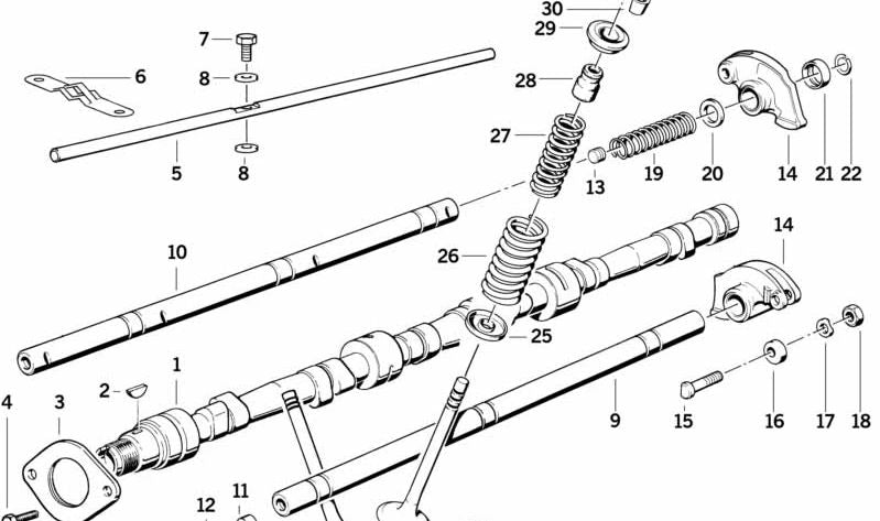 Eje balancines admisión delantero OEM 11331274963 para BMW E12, E28, E34, E24, E23, E32. Original BMW.