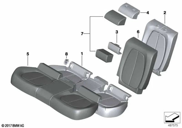 Parte de la espuma del respaldo central superior para BMW X2 F39 (OEM 52207487511). Original BMW