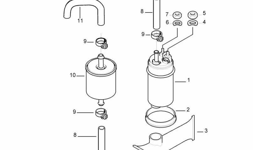 Manguera de combustible OEM 16121180040 para BMW E34, E32, E31. Original BMW.