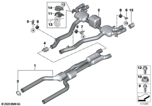 Embellecedor de tubo de escape cromado para BMW F90 (OEM 18107854029). Original BMW