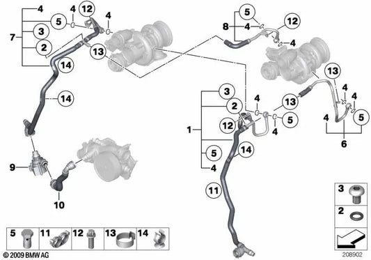 Manguera de retorno para BMW E72 (OEM 11537591223). Original BMW