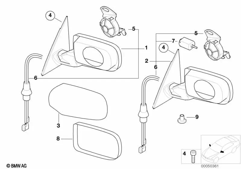 Kabelado derecha para BMW Serie 3 E46 (OEM 67138379004). Original BMW.