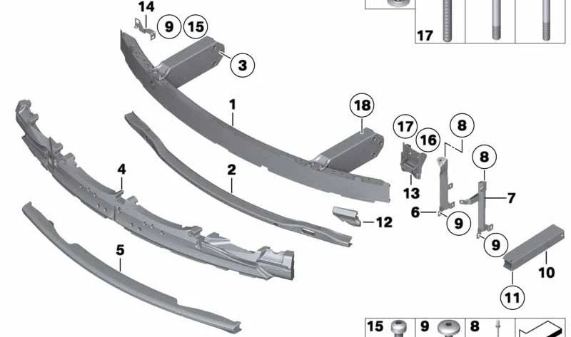 Amortiguador superior OEM 51117304354 para BMW F01, F02. Original BMW.