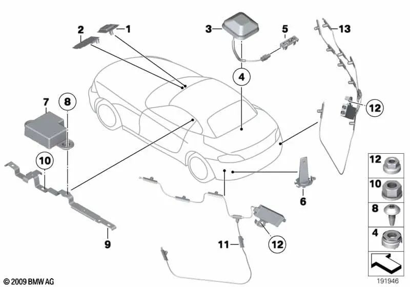 Antena DAB para BMW Z4 E89 (OEM 65209123784). Original BMW