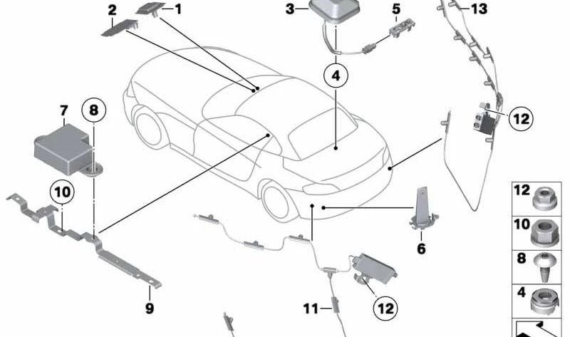 Tuerca de fijación OEM 65206925347 para BMW E89, R50, R53, R52. Original BMW.