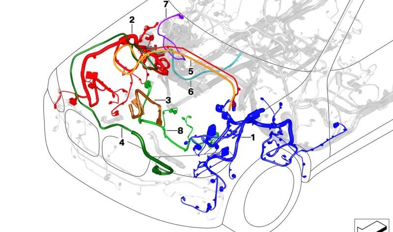Cableado de reparación delantero derecho OEM 61115A570F2 para BMW G01, G08, G02. Original BMW.