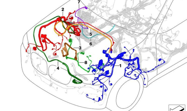 Cableado de reparación delantero derecho OEM 61115A570F2 para BMW G01, G08, G02. Original BMW.