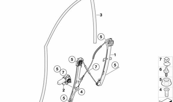 Elevador de ventana eléctrico delantero izquierdo para BMW X6 E71, E72 (OEM 51337197301). Original BMW