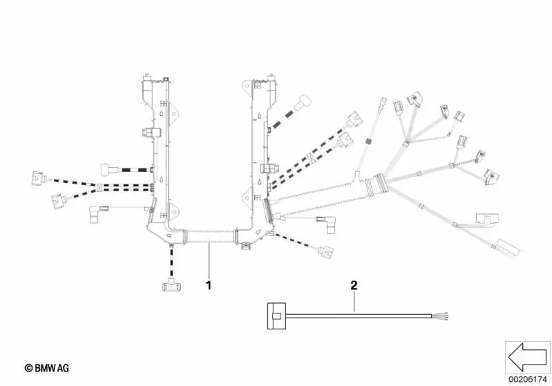 Arnés de cableado del motor para BMW X5 E53 (OEM 12517540449). Original BMW.