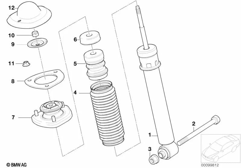 Nutio esagonale autoblocante per BMW E21, E30, E36, E46, E12, E28, E34, E60, E61, F07, F10, F11, F18, G30, G31, G38, G60, E24, E63, E64, F06, F12, F13 , G32, E23, E32, E65, E66, F01, F02, F04, E31, G14, G15, G16, I20, E53, E70, F15, F85, G05, G18, E71, e