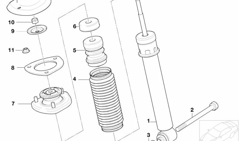 Amortiguador trasero para BMW X5 E53 (OEM 33526750361). Original BMW