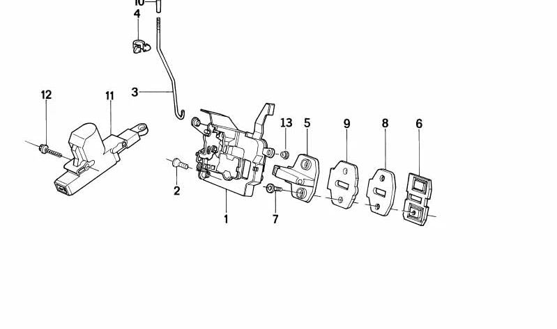 Cerradura de Pestillo Giratorio Delantero Derecho para BMW E32 (OEM 51211908722). Original BMW.