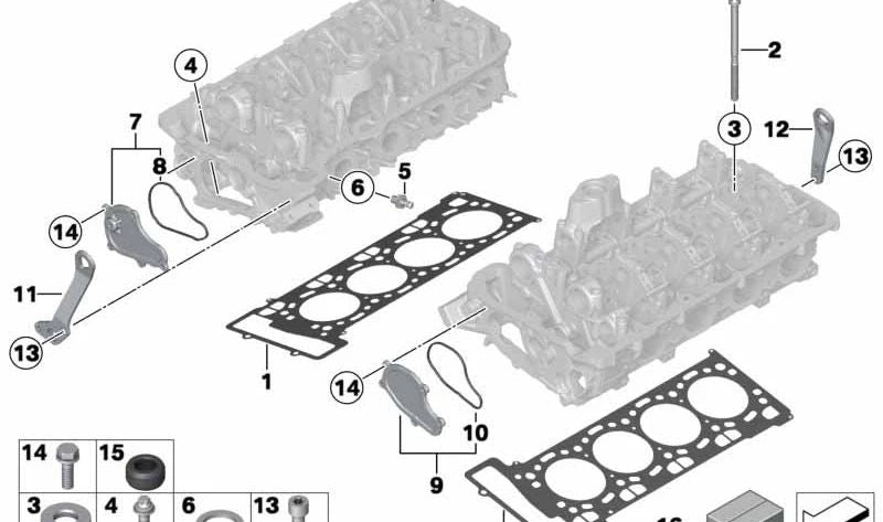 Junta de culata sin amianto para BMW Serie 5 F10, Serie 6 F06, F12, F13 (OEM 11128008122). Original BMW