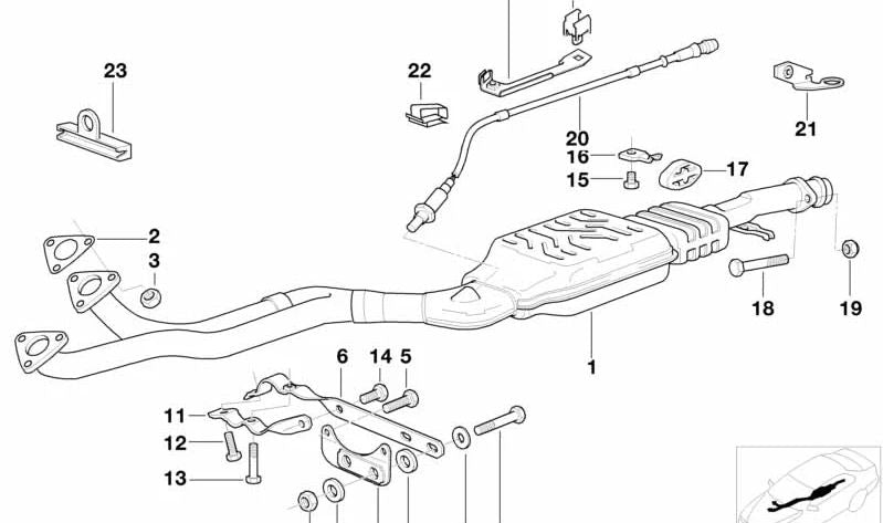 Abgassystemhalterung für BMW E36 (OEM 18311728250). Original BMW.