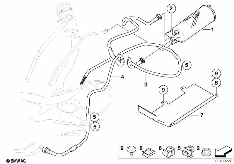 Tubo de ventilación para BMW Serie 6 E63, E64, E63N, E64N (OEM 16136762594). Original BMW