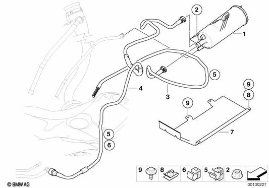 Tubo de ventilación para BMW Serie 6 E63, E64, E63N, E64N (OEM 16136762594). Original BMW