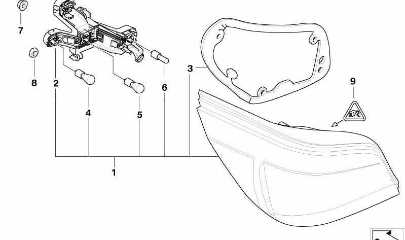 Piloto trasero derecho, intermitente blanco para BMW Serie 5 E60 (OEM 63217165738). Original BMW