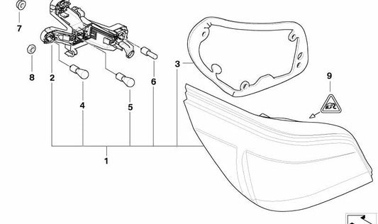 Piloto trasero derecho, intermitente blanco para BMW Serie 5 E60 (OEM 63217165738). Original BMW